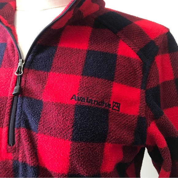 Avalanche Fleece 1/4 Zip Pullover Plaid Sweatshirt Layer - Picture 4 of 13